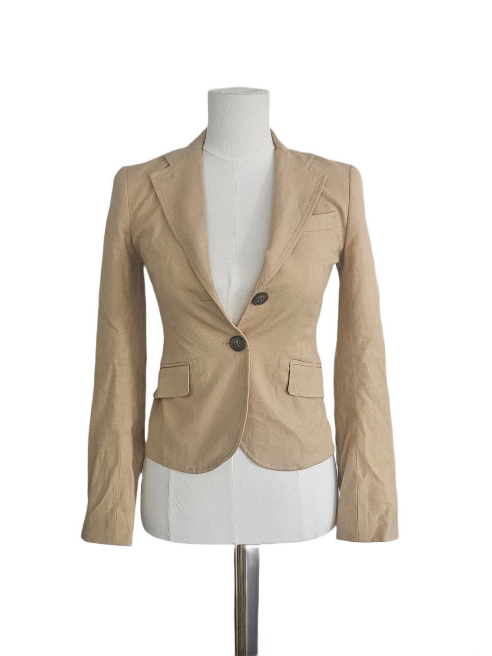 Theory Beige Fitted Two-Button Blazer Tan Size 00